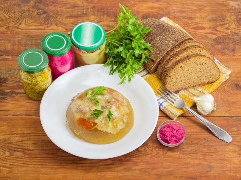 kholodets with bread